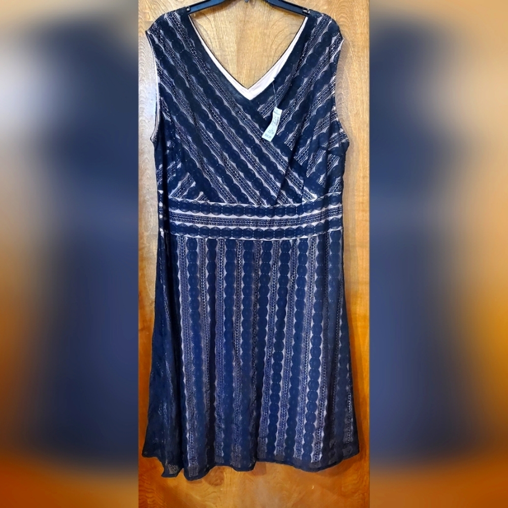 NWT Size 22 Black Lace Midi Length Dress from Dressbarn